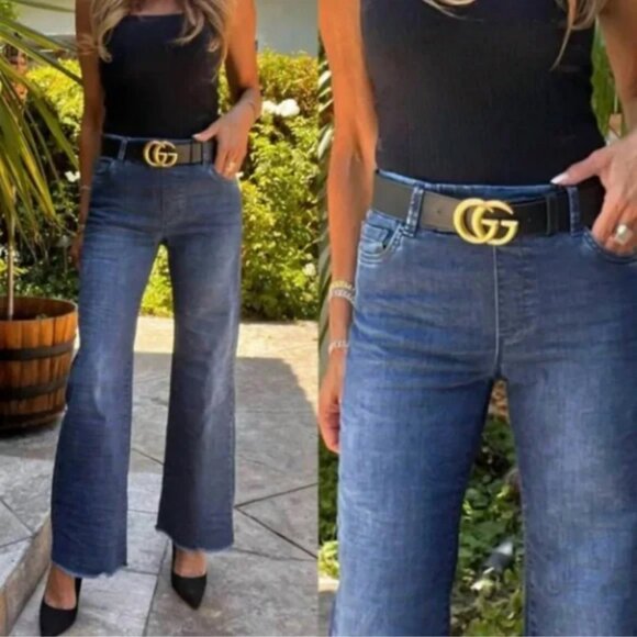 BEVY FLOG Amanda High Rise Flare Wide Leg Pull On Raw Hem Jeans Size 30 - Picture 1 of 10